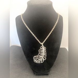 Fossil Brand Feather Necklace Silver tone